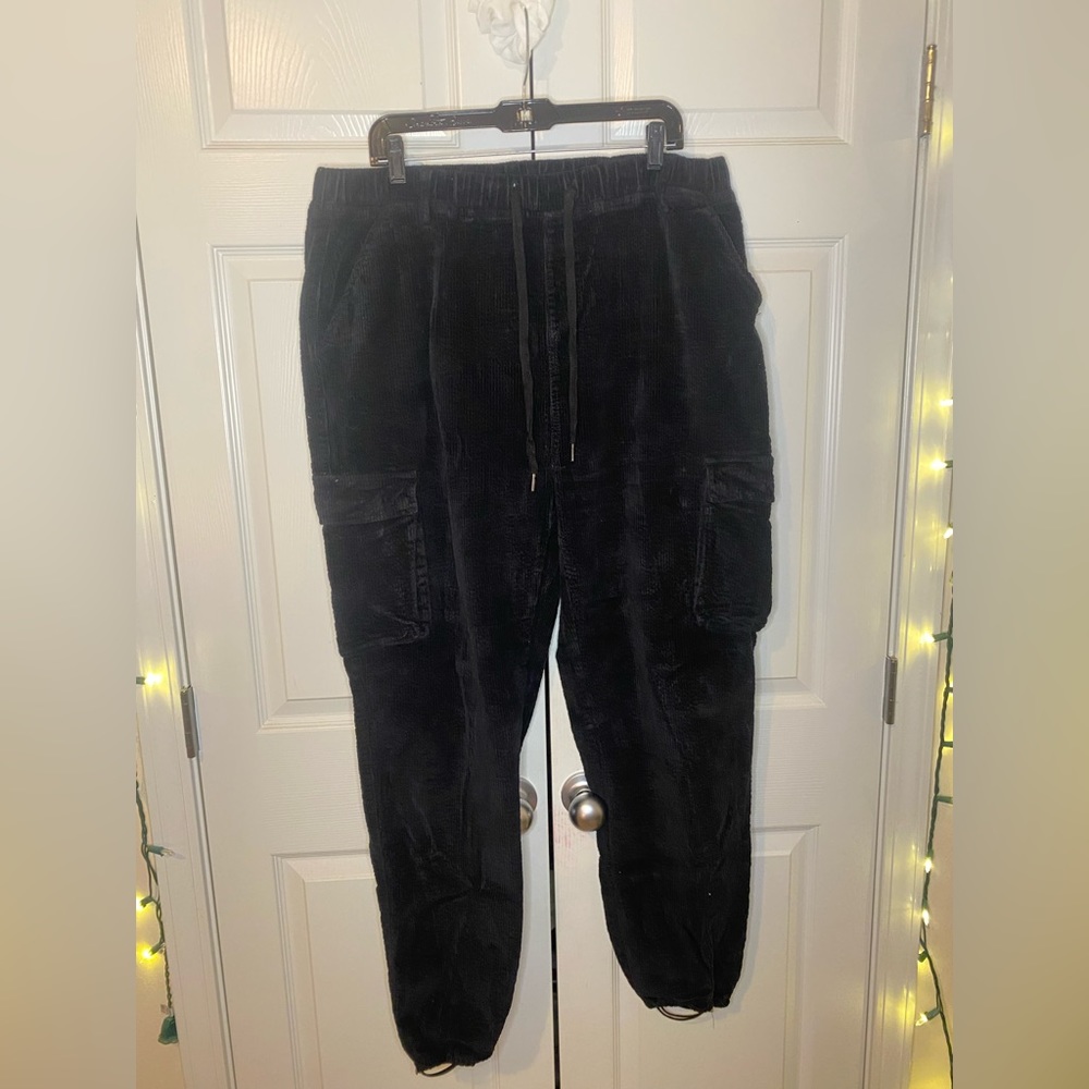 Black Corduroy Jogger Pants by American Bazi - Size 2x